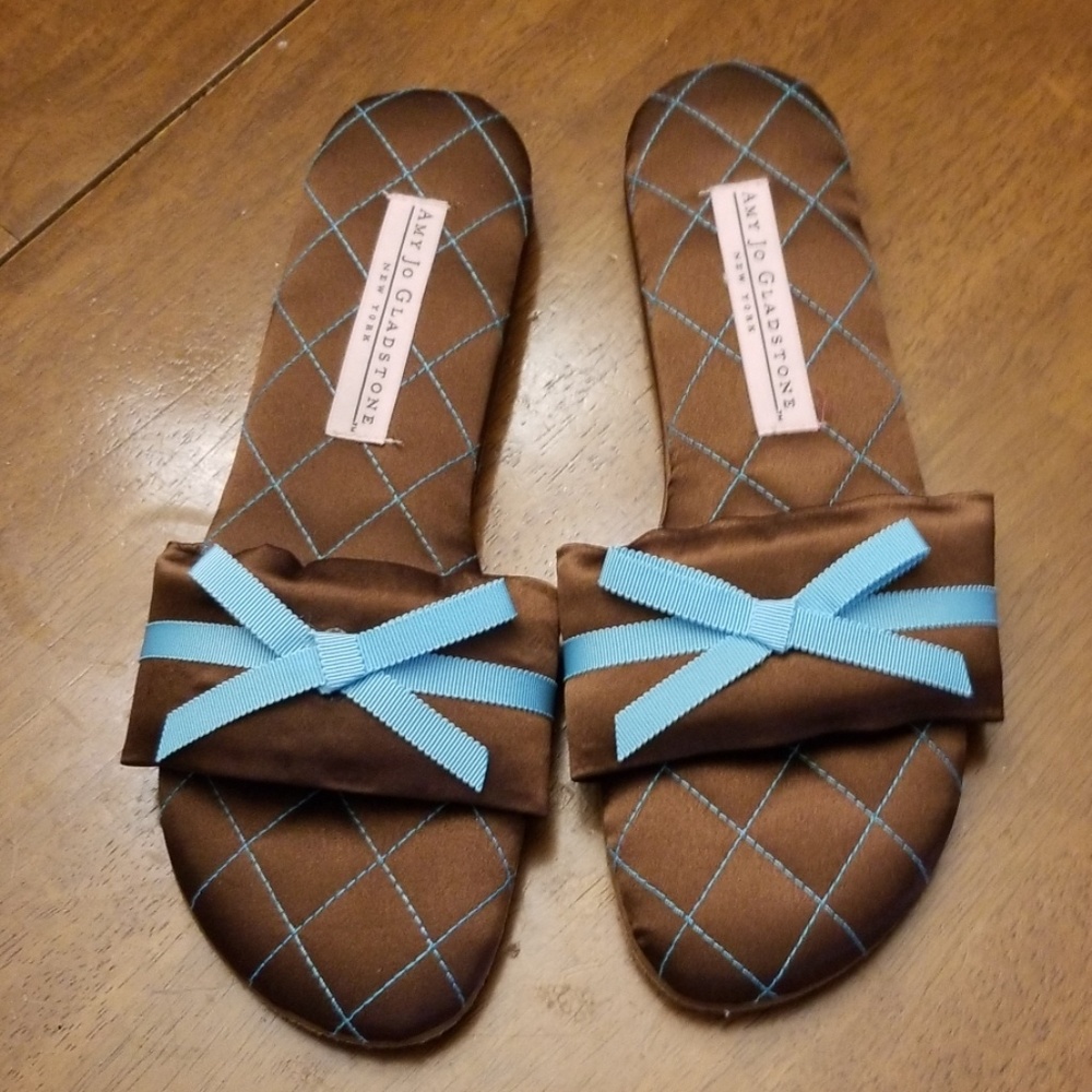 Gorgeous brown & blue slippers